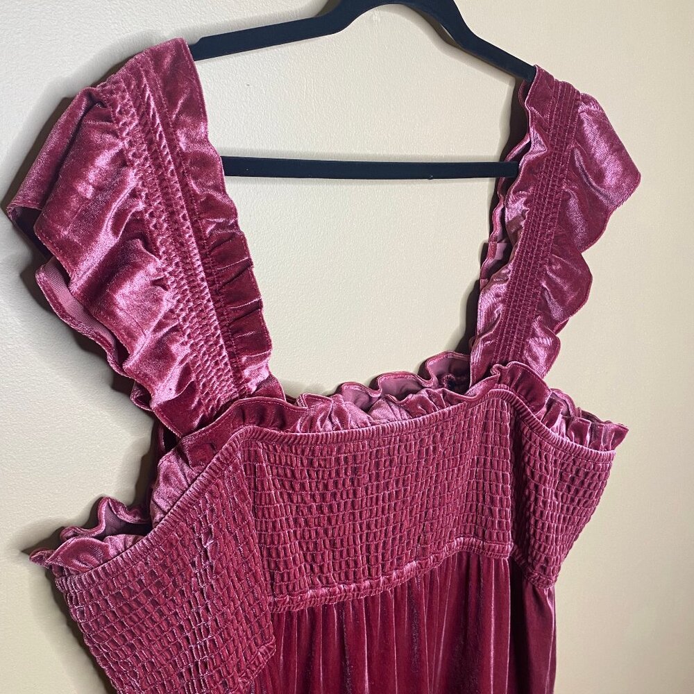 Whimsical Ruffle Long Pink Velvet Barbie Dress